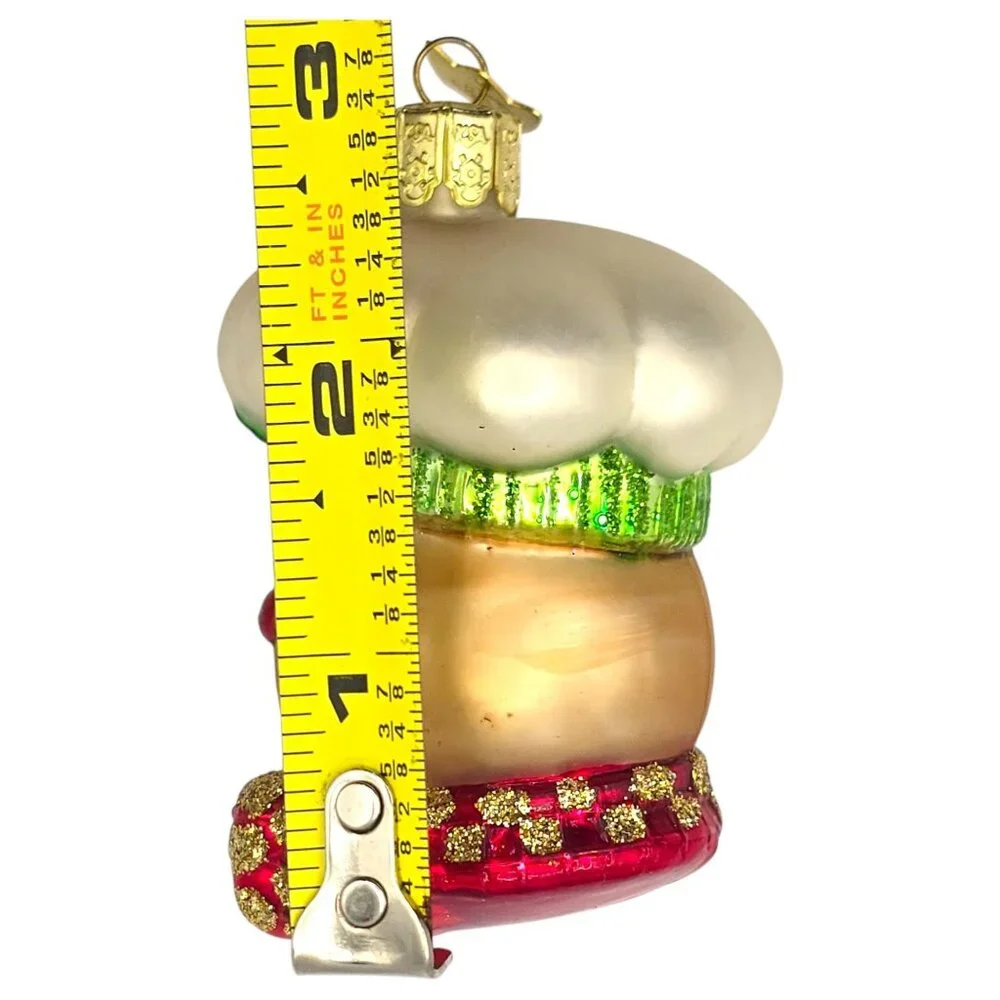 Vtg Kurt S Adler Blown Ginger Bread Man Glass Ornament Chef KSA Glitter Accents